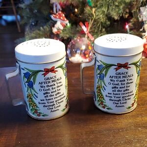 Floral Grace Before & After Meals Salt Pepper Shaker Set